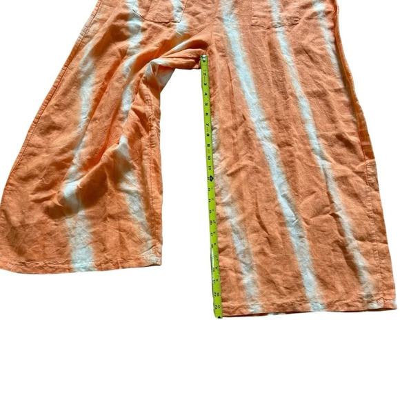 Vasna Striped Linen Jumpsuit Wide Leg Boho Orange White V-neck XL Italy NWT - Picture 6 of 12